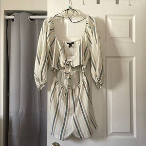 Striped Cream and Blue Dress